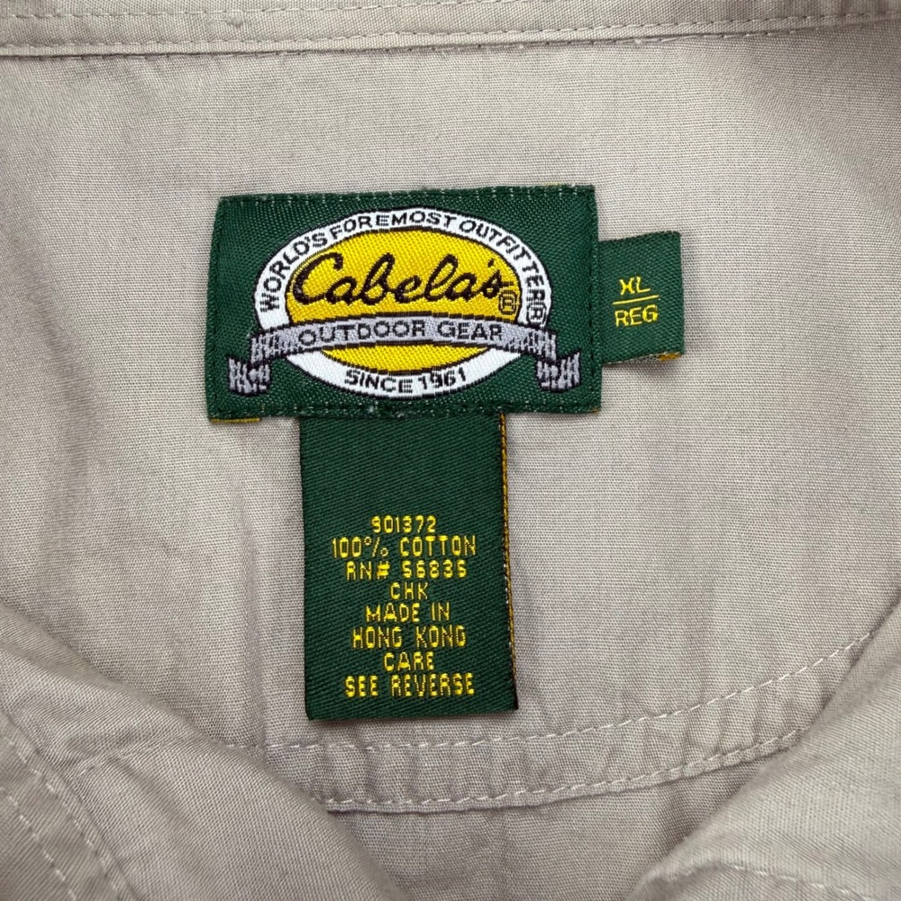 Cabelas Outdoor Gear Mens XL Khaki Cotton Fishing Hiking Utility Shirt Vent Back - Picture 4 of 16